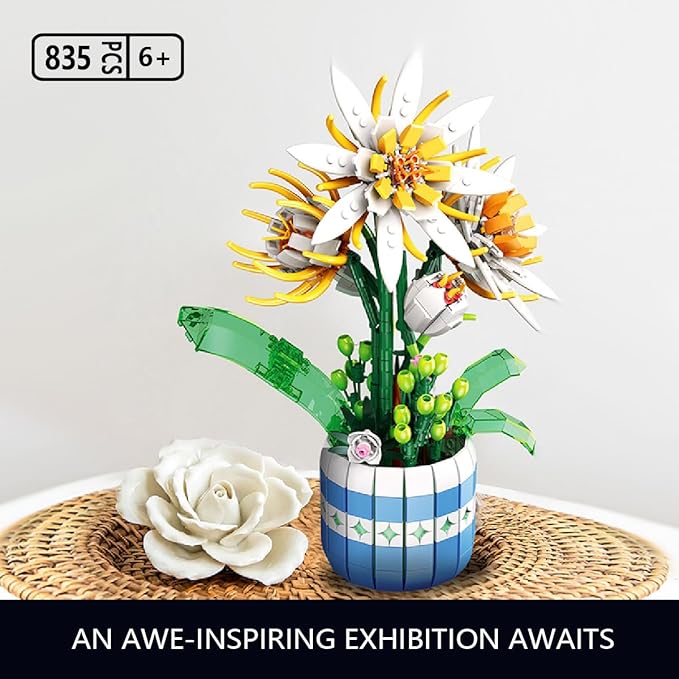 Epiphyllum Flowers Building Set- Compatible with Lego Botanical Collection, Flower Botanical Bonsai Building Toys for Adults Ideal for Mothers Day Display (835PCS)