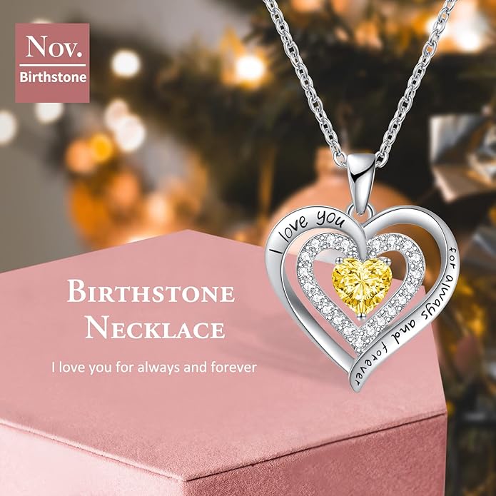 REDBEE Necklaces for Women Birthstone Heart Necklace Jewelry for Wife Girlfriend Woman Necklace