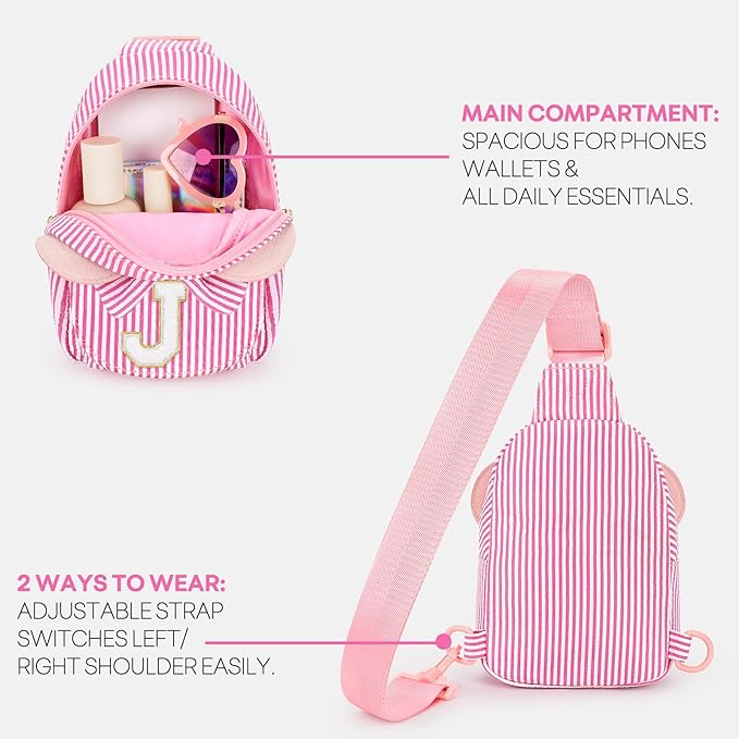 mibasies Initial Sling Bag for Girls, 4 Year Old Girl Birthday Gifts, Letter J