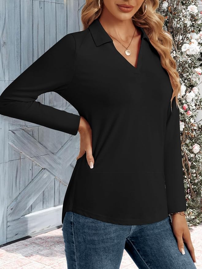3/4 Length Sleeve Womens Tops Dressy Casual V Neck Polo Shirts Business Work Blouses 2025 Trendy Tunic Top