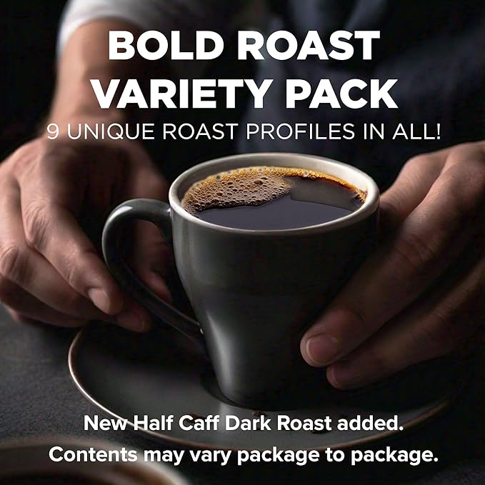 Maud's Bold Dark Roast Coffee Pods Variety Pack, 40 ct, 9 Assorted Dark Roast Flavors in Recyclable Single Serve Pods – 100% Arabica Coffee, Compatible with Keurig K Cups Maker