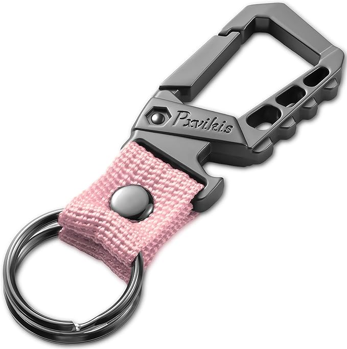 Pxvikis Metal heavy duty key chain carabiner clip bottle opener wrist lanyard ring car key fob unisex for men and women