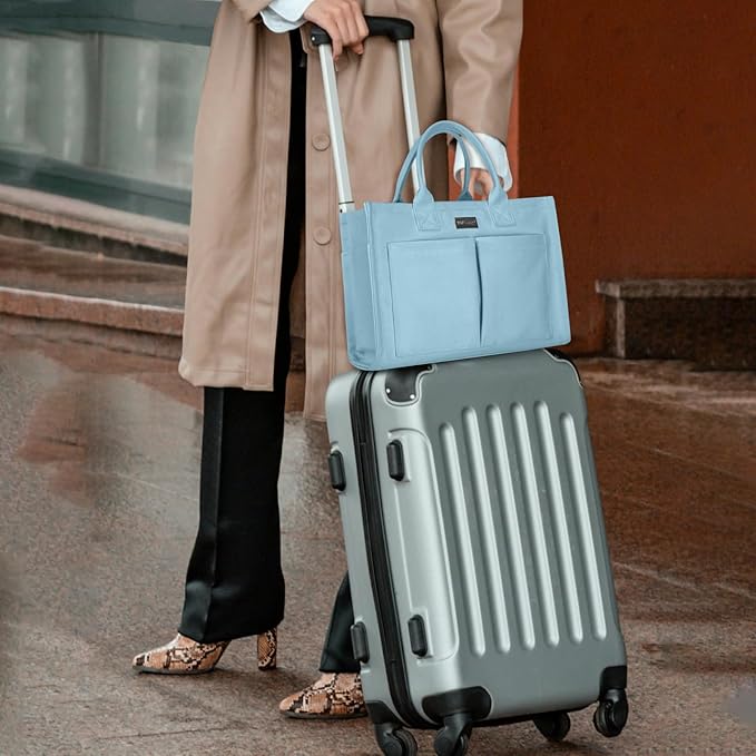 TOPDesign Heavy-Duty Canvas Tote Bag for Women, Adjustable Crossbody/Shoulder Handbag with 9 Pockets, Everything Tote