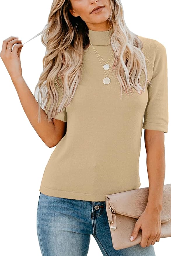 LETSRUNWILD Business Casual Tops for Women Dressy Cute Tops Mock Turtleneck Tshirts Shirts