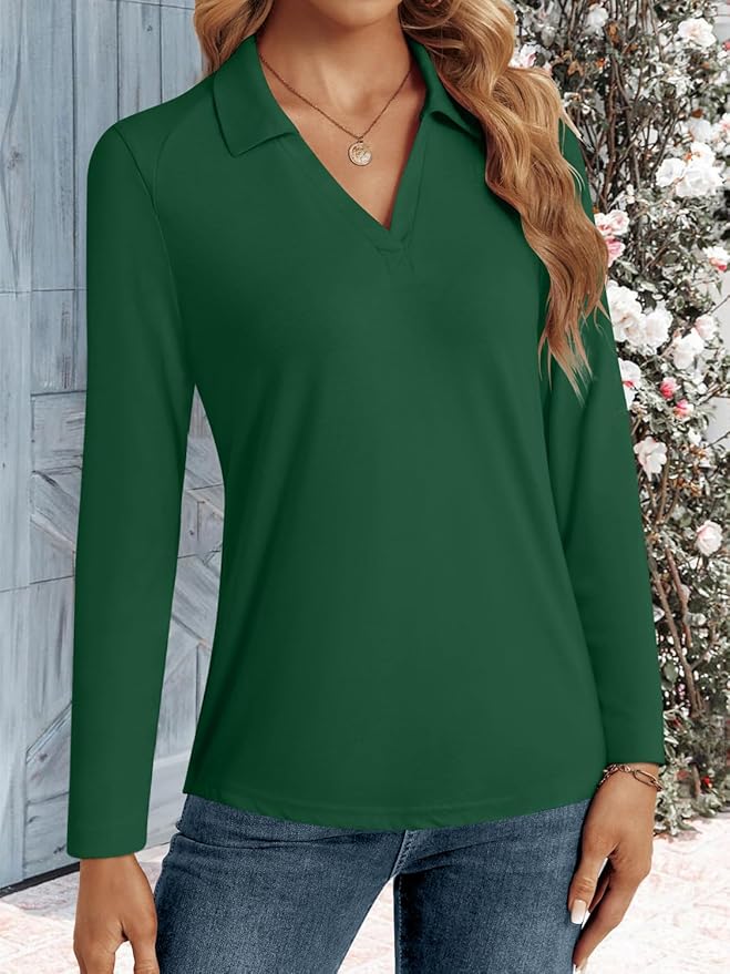 3/4 Length Sleeve Womens Tops Dressy Casual V Neck Polo Shirts Business Work Blouses 2025 Trendy Tunic Top