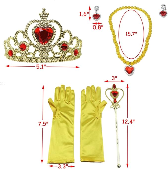 Orgrimmar Princess Dress Up Accessories Gloves Tiara Crown Wand Necklaces Presents for Kids Girls