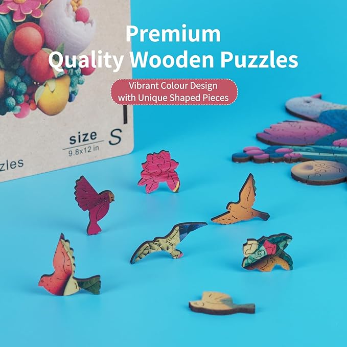 MEATRN Wooden Puzzles for Adults - Flowers & Birds Wooden Jigsaw Puzzles, 202 Pcs Laser-Cut Wood Puzzle Adults, Relaxing Mindful Puzzle Game, Unique Gift for Family and Friends, 9.8x12in