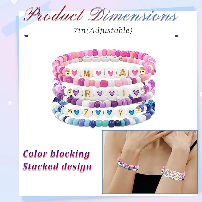 PWZZZAWP 6Pcs Korea-pop Merch Friendship Beaded Bracelets Set,for Best Friends Gifts,Birthday Favor,Y2K Fans Party Gift&Jewelry Gifts for Women
