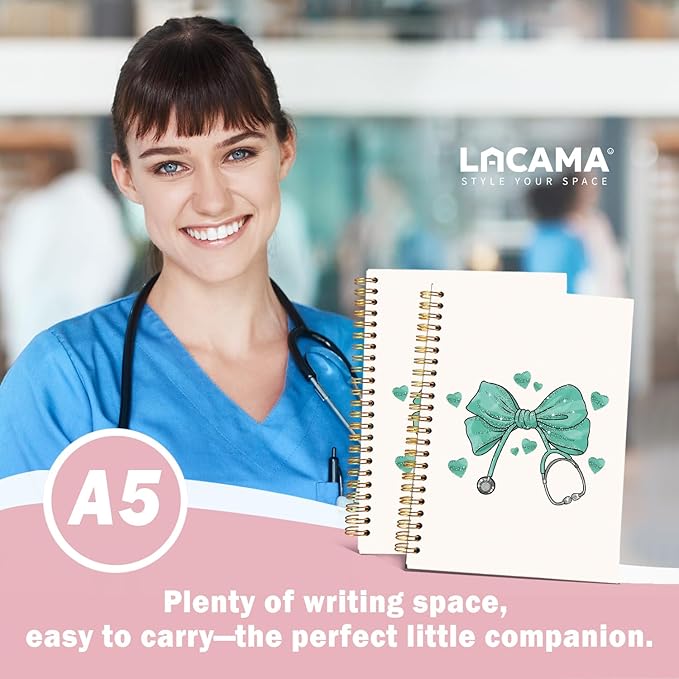 Lacama Bow Nurse Notebook Journal, Green Nursing School Essentials, Nursing Student Graduation Gifts, Nurse Gifts for Women Nurse Appreciation Gift, Coquette Stuff Stethoscope Notebook