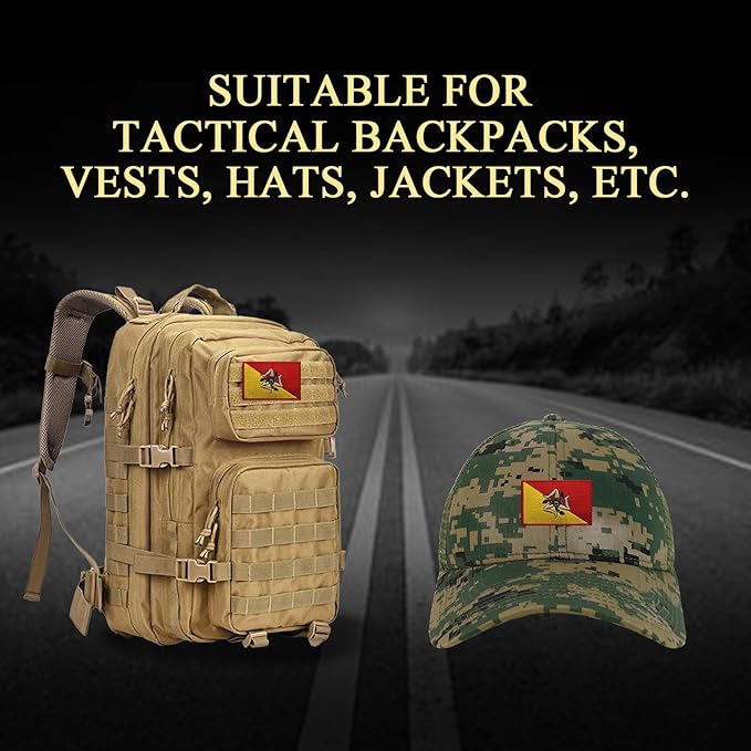 EmWoot 2PCS Sicilia Flag Patch Embroidered Morale Patch Military Tactical Patches Hook and Loop