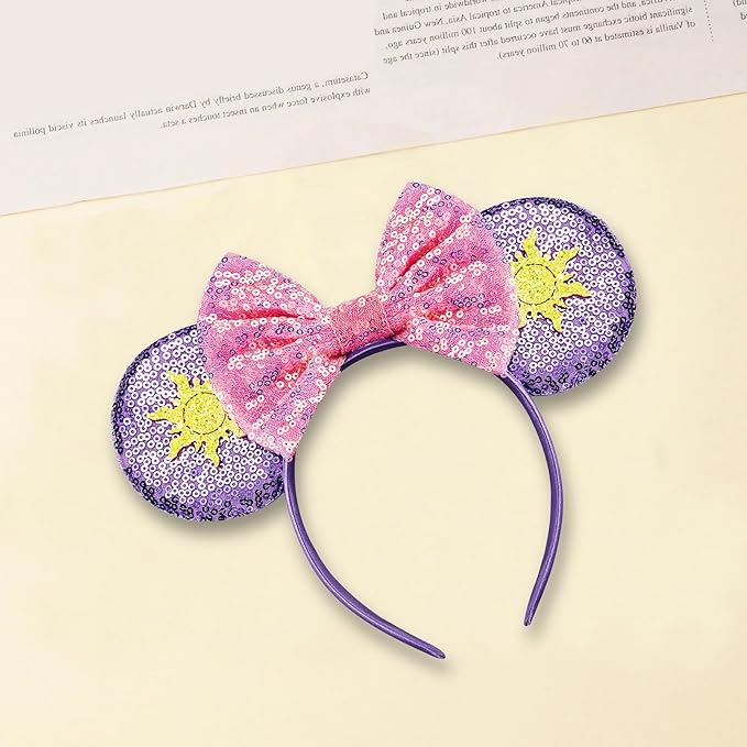 Sequin Mouse Ears Headbands for Women Girls Boys, Glitter Bows Headband for Kids Adults Birthday Party Costume Halloween