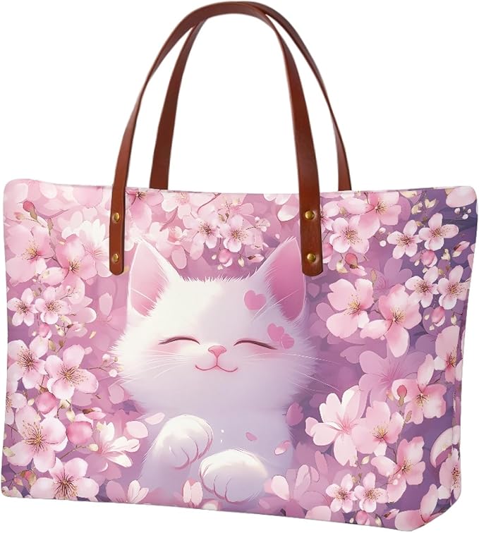 Womens Zip Up Tote Handbag Daisy Print Large Capacity Tote Purse Handbag Big Tote Bag Purse For Work Laptop