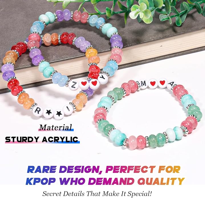 AICase for Korea-Pop Merch Gifts Toys Inspired Bracelets 3 Pcs Stackable Stretch Friendship Beaded Bracelets for Unique Merchandise Jewelry Gifts for Fans Women Men Stocking Stuffers_Crystal