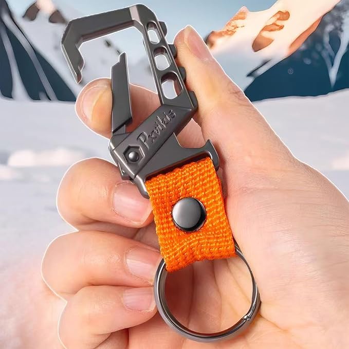 Pxvikis Metal heavy duty key chain carabiner clip bottle opener wrist lanyard ring car key fob unisex for men and women