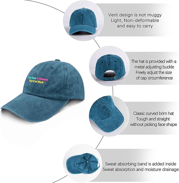 The New Employee Hard at Work Sport Hats for Men Light Weight Caps