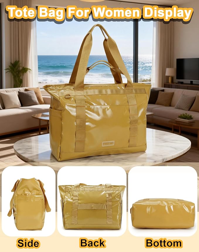 Tote Bag for Women, Lightweight Beach Bag with Laptop Pocket for Teacher Nurse, Travel Shoulder Handbag for College