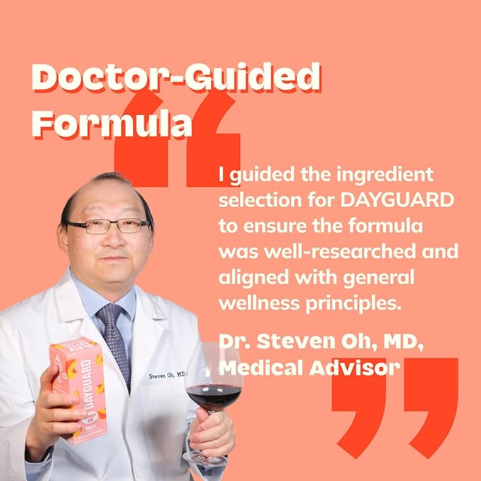 Day–Guard — Feel Better After Drinking, Wake Up Refreshed, Science-Backed, Doctor-Formulated Pre Drinking Jelly Gummies for Regret Prevention, Made in Korea, 10-Pack of 22g Sticks (Peach)