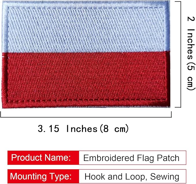 EmWoot 2PCS Poland Flag Patch Embroidered Morale Patch Military Tactical Patches Hook and Loop