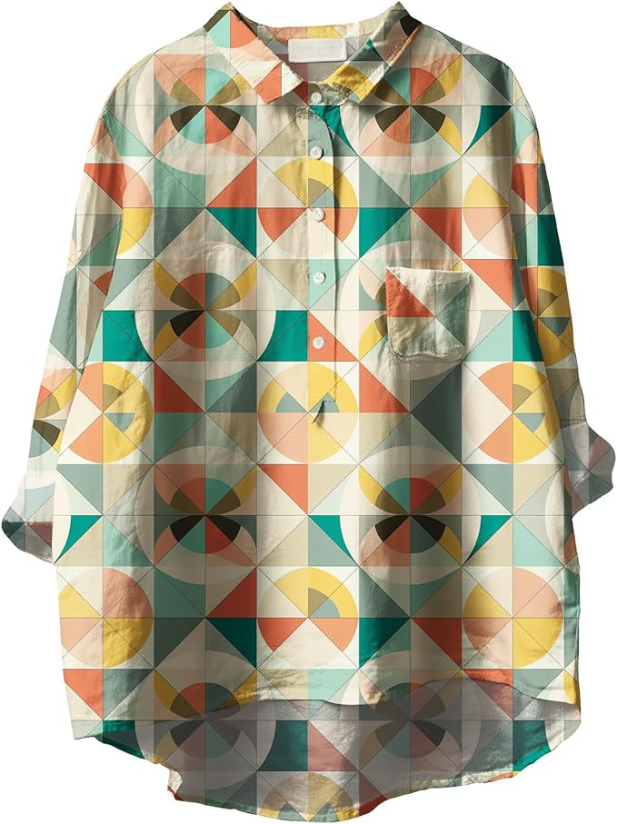 Women Funny Graphic Long Sleeve Floral Blouses Plus Size Button Shirts Casual Cute Vneck Fall Tunic Tops Trendy