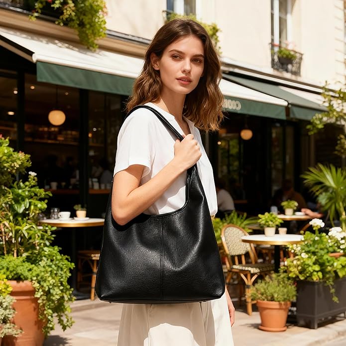 Hobo Bag for Women, Easygoing Soft Vegan Leather Shoulder Handbag Tote Purse, Spacious Work Tote, Crossbody Bag for Daily Use