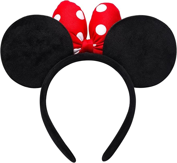 ODOCARE Handmade Mouse Ears Headband for Women and Ladies, Polka Dot Bow Minnie Ears Costume Accessories