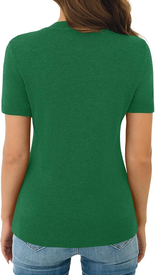Women's Soft Short Sleeve Wool Blend Pullover Sweater for Business Casual & Fashion