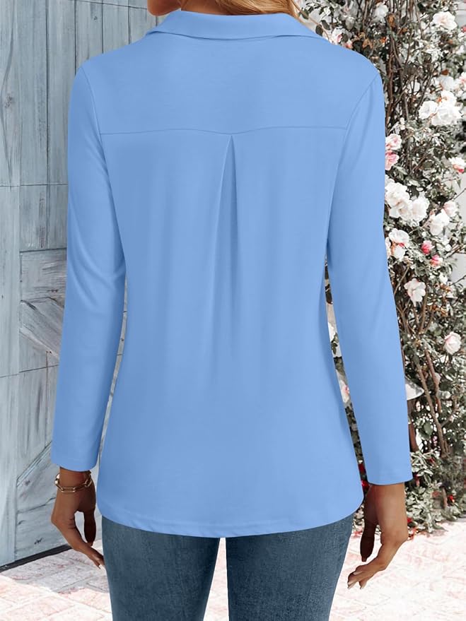 3/4 Length Sleeve Womens Tops Dressy Casual V Neck Polo Shirts Business Work Blouses 2025 Trendy Tunic Top