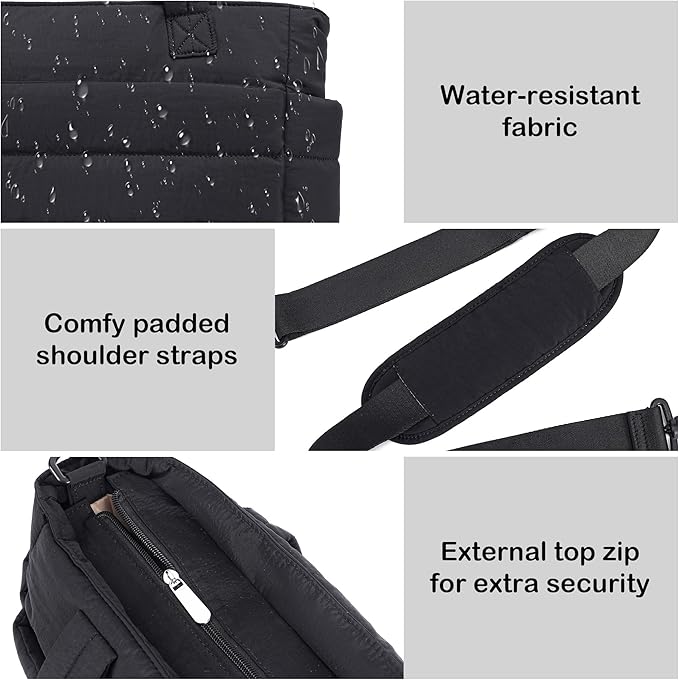 AOCINA Puffer Tote Bag for Women Quilted Work Bag Nurse Bags Women's Shoulder Handbags for Travel Gym Gifts Laptop Purse