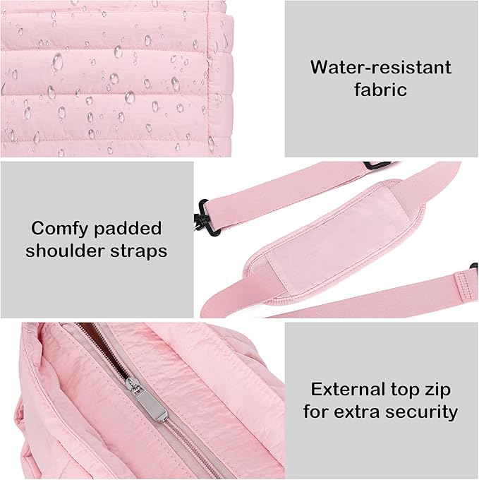 AOCINA Puffer Tote Bag for Women Quilted Work Bag Nurse Bags Women's Shoulder Handbags for Travel Gym Gifts Laptop Purse