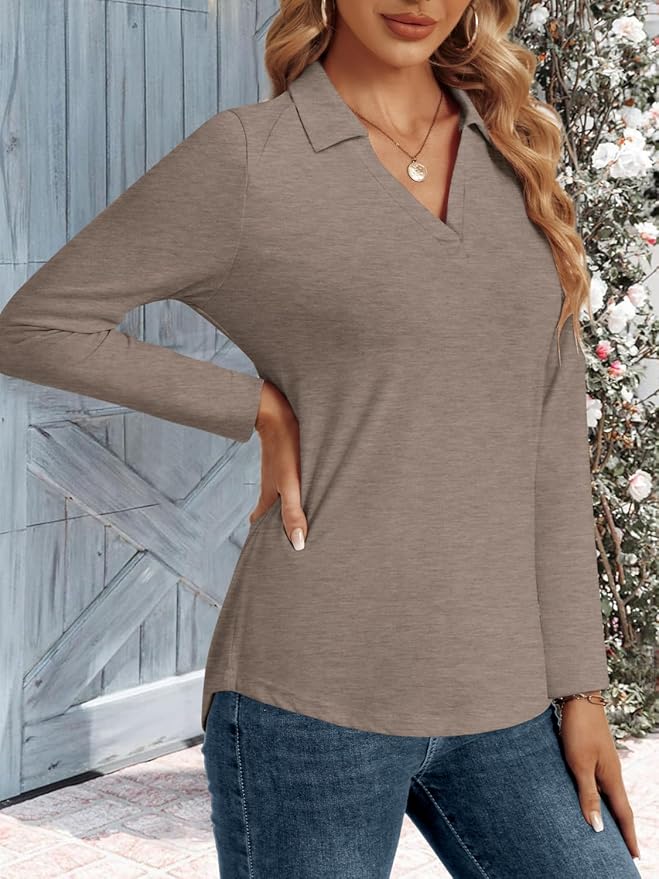 3/4 Length Sleeve Womens Tops Dressy Casual V Neck Polo Shirts Business Work Blouses 2025 Trendy Tunic Top