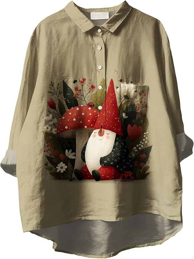 Women Funny Graphic Long Sleeve Floral Blouses Plus Size Button Shirts Casual Cute Vneck Fall Tunic Tops Trendy