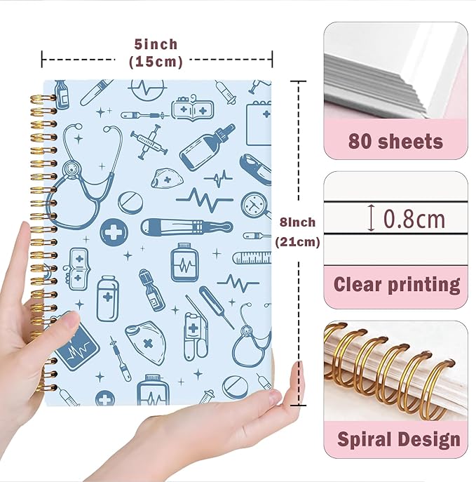 Lacama Blue Nursing Student Gifts, Nurse Notebook Journal, Gifts for Nurses, Christmas Gift, Nursing School Essentials, Notebook for School Office Supplies 5.5x8.3 Inch