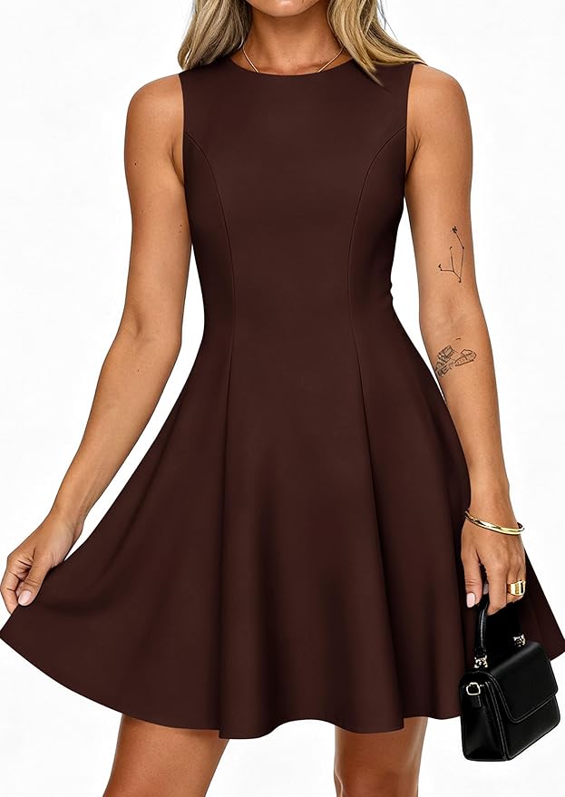 PRETTYGARDEN Summer Dresses for Women 2026 Elegant Sleeveless Boat Neck A Line Spring Formal Cocktail Party Mini Dress