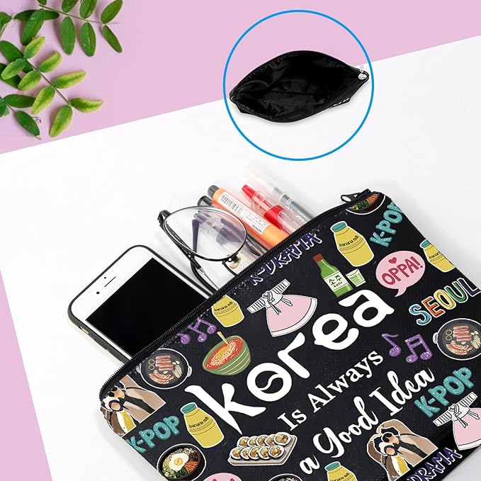 South Korea Travel Vacation Trip Souvenir Gift Korea Bachelorette Trip Gift South Korea Travel Accessory Bag for Korea Lovers (Good Idea Korea Black)