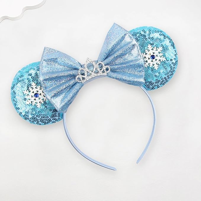 Sequin Mouse Ears Headbands for Women Girls Boys, Glitter Bows Headband for Kids Adults Birthday Party Costume Halloween