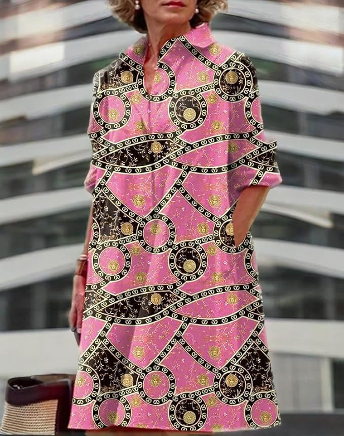 Womens 2025 Long Sleeve Button Down Shirt Summer Dress Casual V Neck Loose Fit Midi Shirt Dresses with Pockets