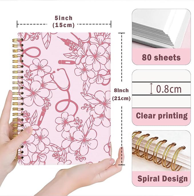Lacama Nurse Gifts, Pink Nurse Notebook Journal for Women, Gifts for Nurses, Christmas Gift, Nursing School Essentials, Notebook for School Office Supplies 5.5x8.3 In