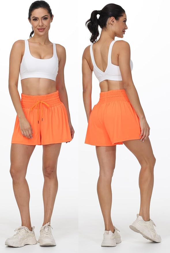Blaosn Flowy Athletic Shorts for Women Gym Workout Running Short Pants High Waist Skort with Pocket Casual Summer Clothes