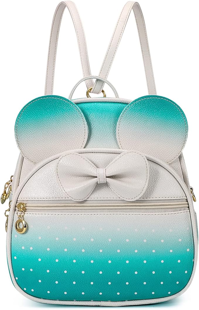 KL928 Girls Mini Backpack Bowknot Polka Dot Cute Daypacks Convertible Shoulder Bag Purse for Women