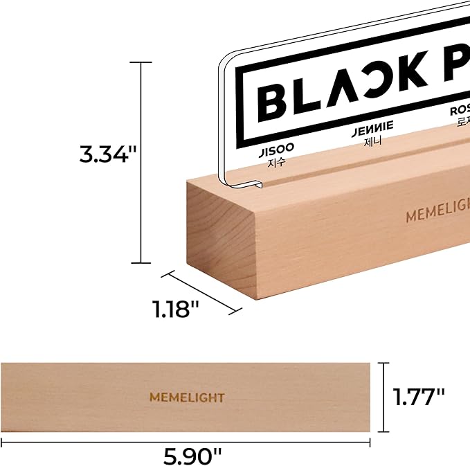 MEMELIGHT Black.Pink Night Light, Kpop Merchandise, Korean Idol Lamp for Blink, 7RGB Color, Dimmer, 8.3 x 4.2 x 1.7