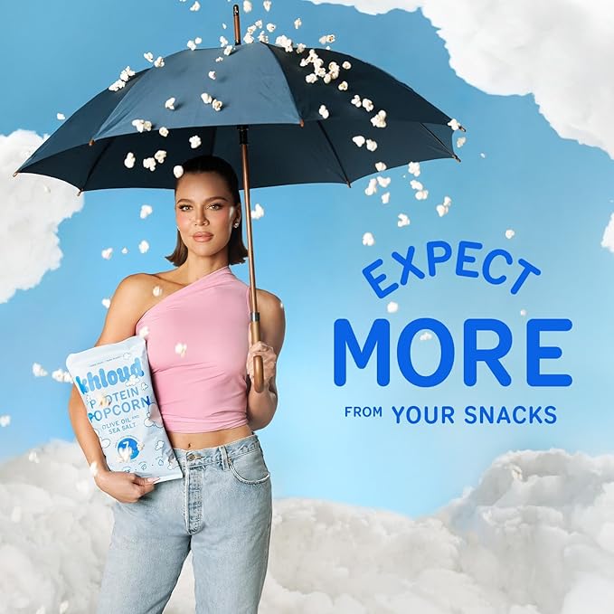 Khloud Protein Popcorn - Olive Oil & Sea Salt - 7g Protein Snacks for Adults & Kids - Flavored Popcorn Made with Real Ingredients & Milk Protein Isolate - Non-GMO, Gluten-Free, Kosher - 4oz, 4pk