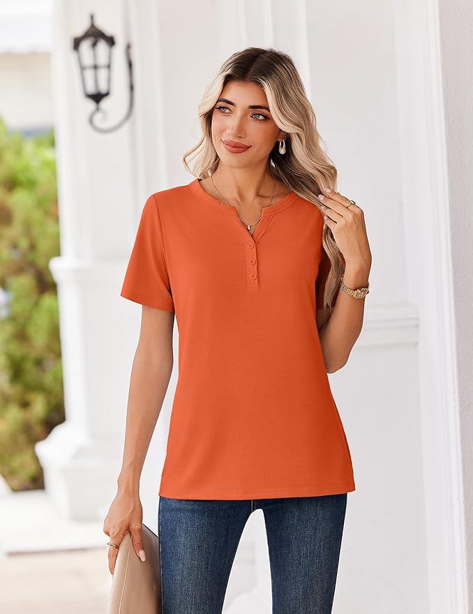 Zeagoo Womens Summer Tops V Neck Short Sleeve Shirts Dressy Casual Blouse Spring Vacation Tshirts Clothes