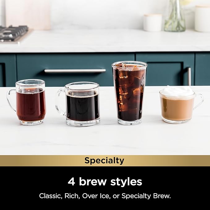 Ninja Pod & Grounds Specialty Single-Serve Coffee Maker, K-Cup Pod Compatible, Brews Grounds, Compact Design, Built-In Milk Frother, 56-oz. Reservoir, 6-oz. Cup to 24-oz. Mug Sizes, Stone, PB051ST