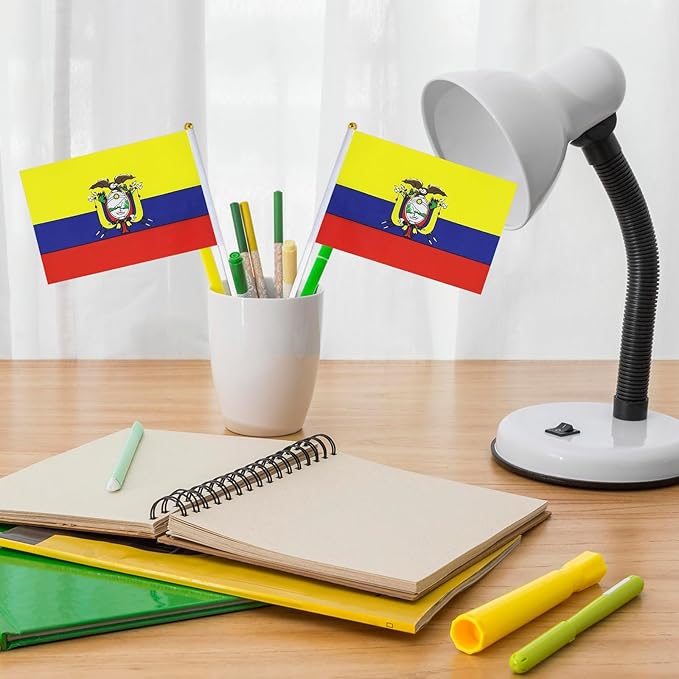 Ecuador Flag Small Ecuadorian Flag 12 Pack Mini Hand Held Ecuadorian Flags on Sticks for Party Parades Sports Events Patriotic Holiday Decorations
