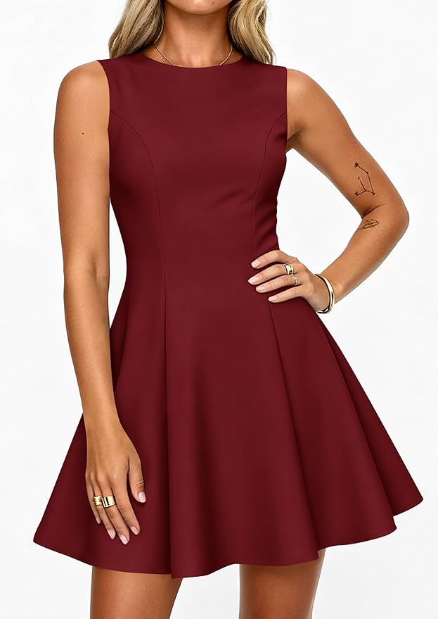 PRETTYGARDEN Summer Dresses for Women 2026 Elegant Sleeveless Boat Neck A Line Spring Formal Cocktail Party Mini Dress