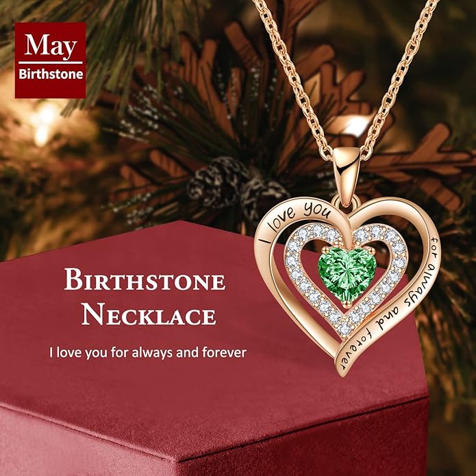 REDBEE Necklaces for Women Birthstone Heart Necklace Jewelry for Wife Girlfriend Woman Necklace