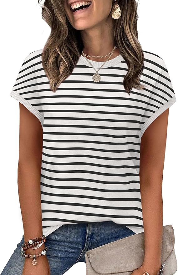 WIHOLL Short Sleeve Sweater for Women Summer Tops Crew Neck Fashion Clothing Tshirts Shirts Travel Outfits Dressy Casual