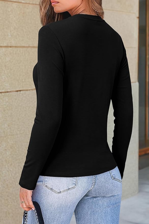 Newshows Women's Wool Blend Warm Long Sleeve Undershirt Stretchy Basic Business Casual Shirts Soft Layering Tops