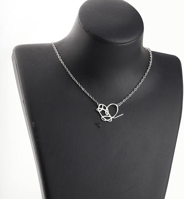 SEIRAA Korean Group Heart Signature Necklace Music Singer Jewelry Gifts For Music Fans
