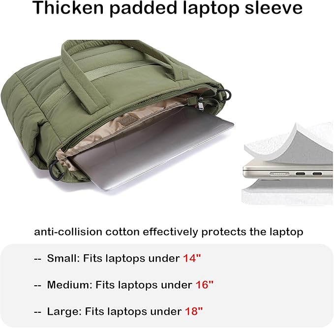 AOCINA Puffer Tote Bag for Women Quilted Work Bag Nurse Bags Women's Shoulder Handbags for Travel Gym Gifts Laptop Purse